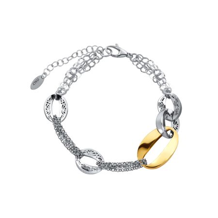 Серебряный браслет с позолотой и родированием р. 18-22