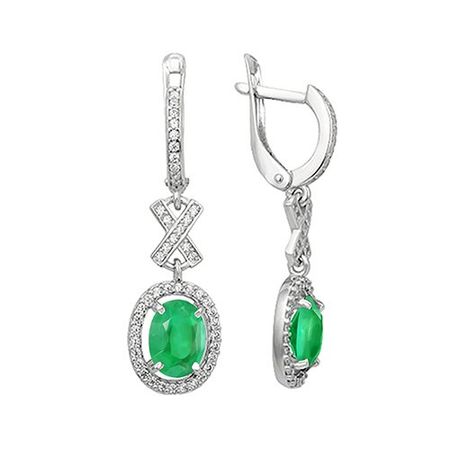 Серьги из серебра с агатами и фианитами