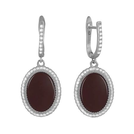 Серьги из серебра с керамикой и фианитами