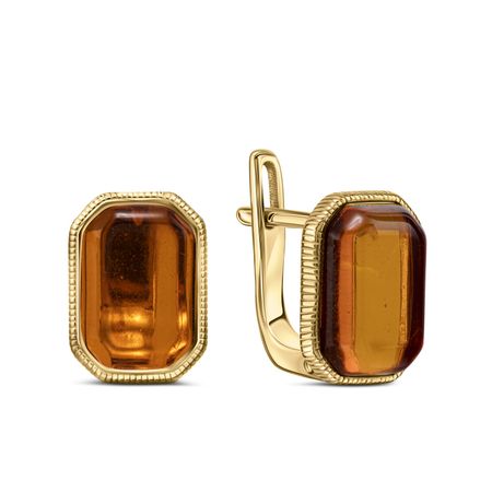 Серебряные серьги с янтарем и позолотой
