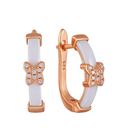 Серьги из серебра с керамикой и фианитами