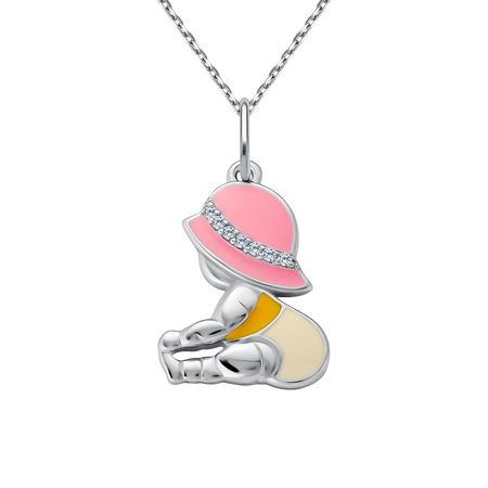 Серебряная подвеска Ребенок с эмалью и фианитами ребенок и книга ширма с информацией для родителей и педагогов