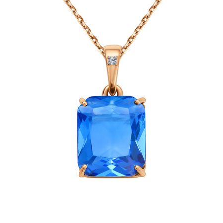 Золотая подвеска с танзанитом и бриллиантом с родированием