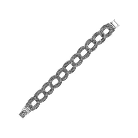 Серебряный браслет с марказитами и чернением