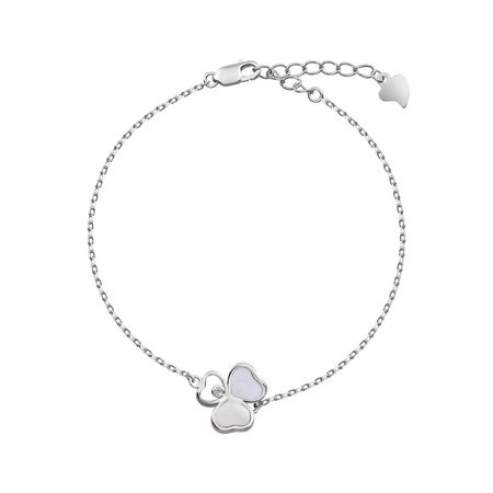 Серебряный браслет с перламутром и фианитом с родированием р. 16-19