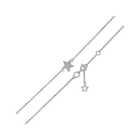 Серебряный браслет на ногу Звезда с родированием
