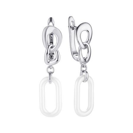 Серебряные серьги с керамикой и родированием