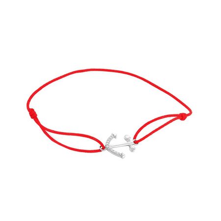 Браслет «красная нить» с серебряной вставкой и фианитами