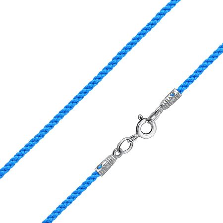 Текстильный шнурок с серебряным замком и родированием