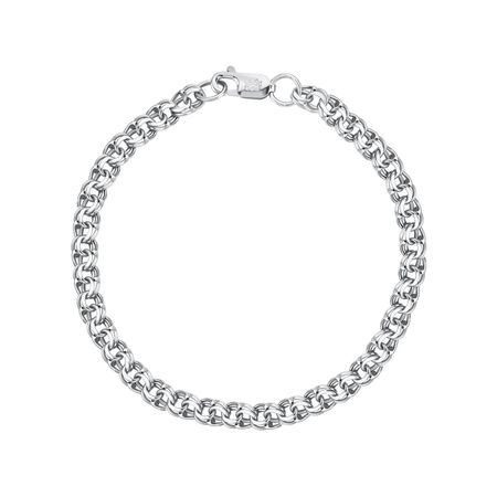 Серебряный пустотелый браслет Бисмарк с родированием