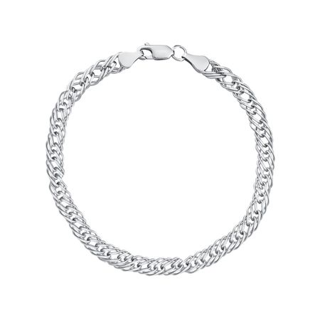 Серебряный браслет Тройной ромб с алмазной гранью и родированием