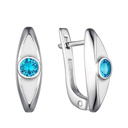 Серьги из серебра с ювелирными кристаллами и эмалью