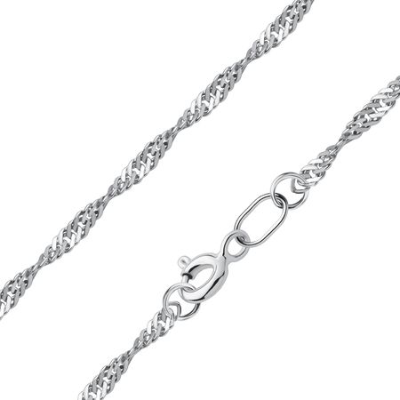 Серебряная полновесная цепочка Двойной сингапур с алмазной гранью и родированием