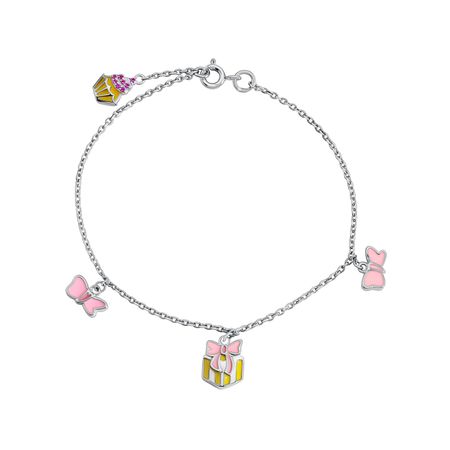 Серебряный браслет с эмалью и фианитами