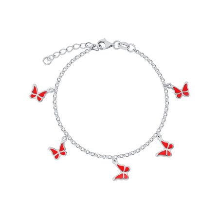 Серебряный браслет Бабочка с эмалью и родированием р. 16-19