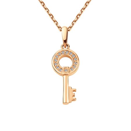 Серебряная подвеска Ключ с фианитами и позолотой