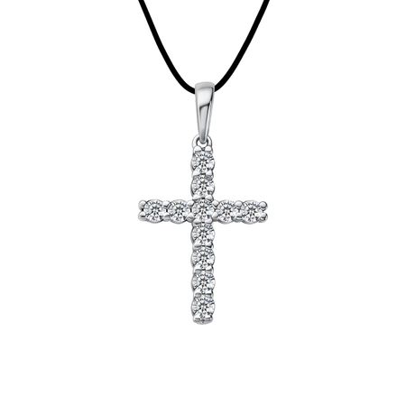 Подвеска-крестик из серебра с фианитами