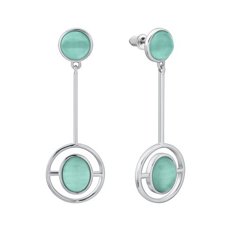 Серебряные серьги с кошачьим глазом и родированием