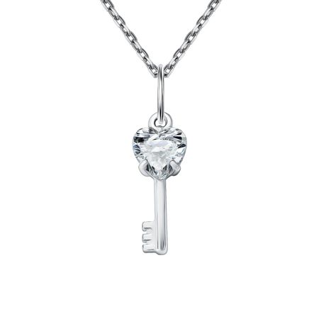 Серебряная подвеска Ключ с фианитом