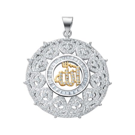 Серебряная подвеска с фианитами и позолотой с родированием