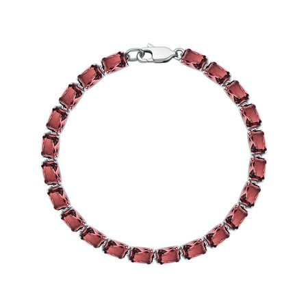 Серебряный браслет с ювелирным стеклом и родированием