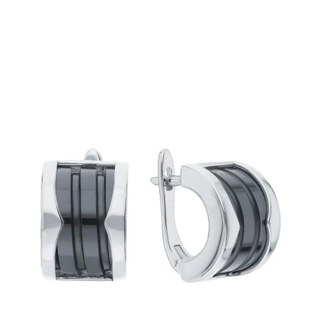 Серебряные серьги с керамикой и родированием