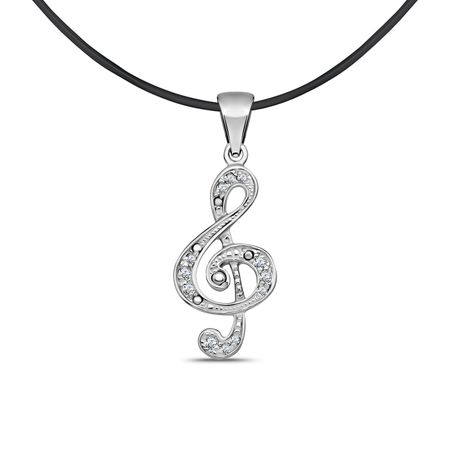 Серебряная подвеска Скрипичный ключ с фианитами и родированием тетрадь для нот listoff скрипичный ключ а4 24 листа