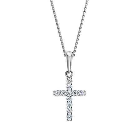 Подвеска-крестик из серебра с фианитами