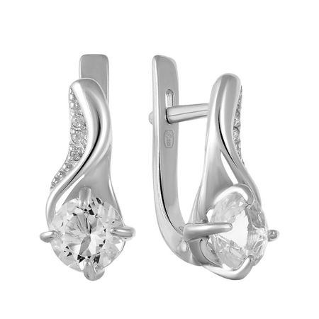 Серьги из серебра с ювелирными кристаллами и фианитами