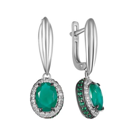 Серьги из серебра с ювелирными кристаллами и фианитами