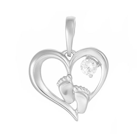 Подвеска Сердце из серебра с фианитом