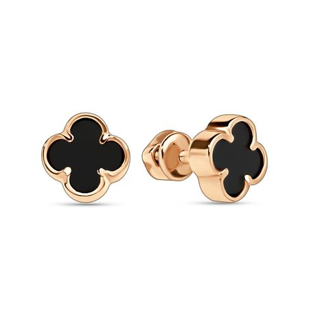 Золотые серьги Клевер с ониксами брелок my lucky charm клевер металл