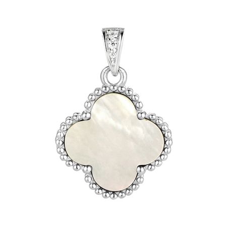 Серебряная подвеска с перламутром и фианитами с родированием