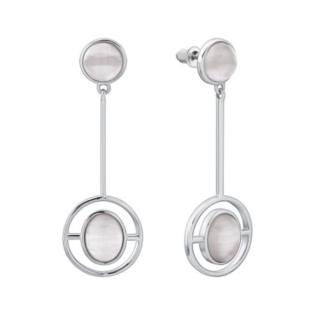 Серебряные серьги с кошачьим глазом и родированием