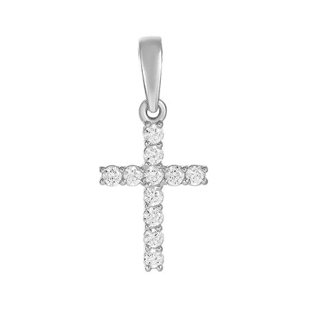 Серебряная подвеска Крест с фианитами и платинированием
