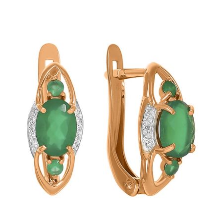 Золотые серьги с агатами и бриллиантами