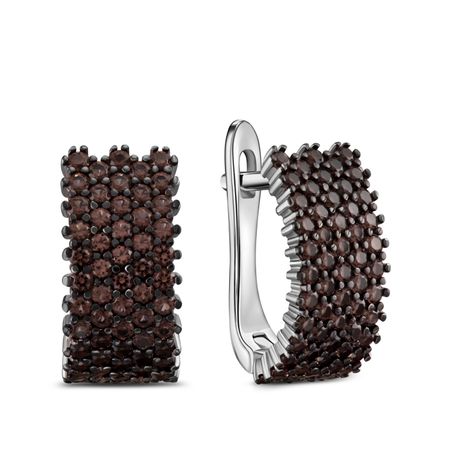 Серебряные серьги с фианитами и чернением с родированием