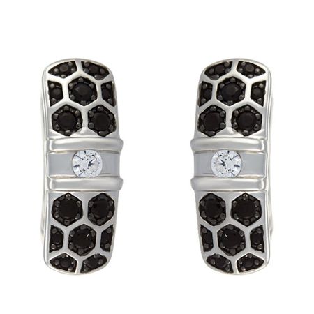 Серьги из серебра с ювелирными кристаллами и фианитами