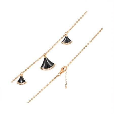 Серебряный браслет с керамикой и фианитами с позолотой