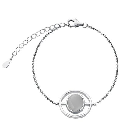 Серебряный браслет с кошачьим глазом и родированием