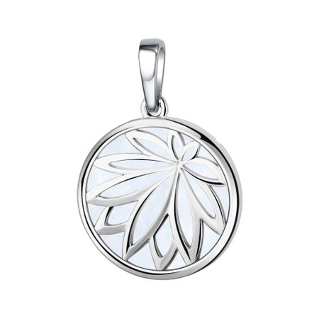 Серебряная подвеска с перламутром и родированием