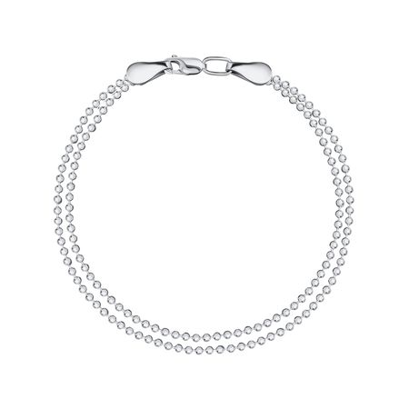 Серебряный браслет Двойная перлина с родированием