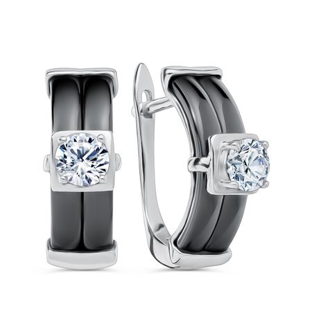 Серебряные серьги с керамикой и фианитами 