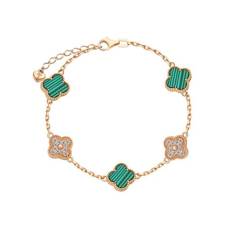 Серебряный браслет с малахитом и фианитами