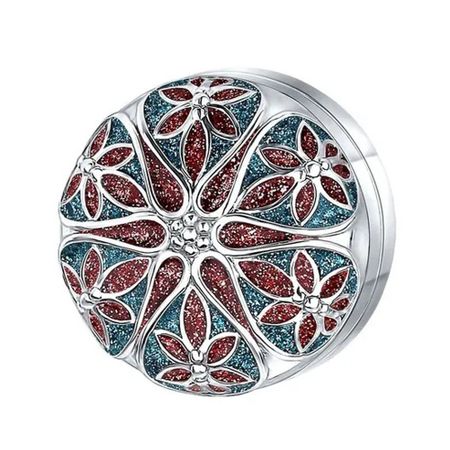 Серебряный зажим с эмалью и родированием