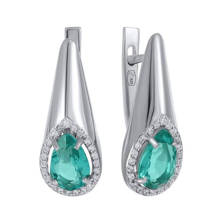 Серьги из серебра с ювелирными кристаллами и фианитами