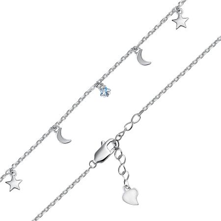 Серебряный браслет Звезда и Луна с фианитами и родированием эрин хантер красная луна