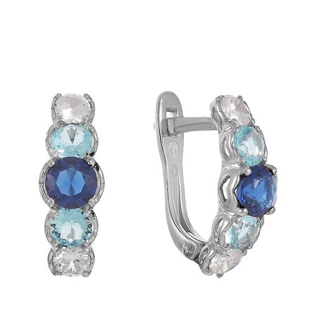 Серьги из серебра с ювелирными кристаллами и фианитами