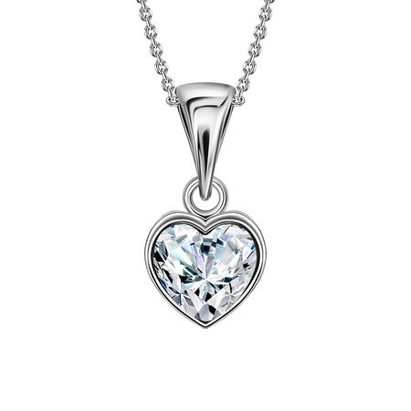 Серебряная подвеска Сердце с фианитом и родированием