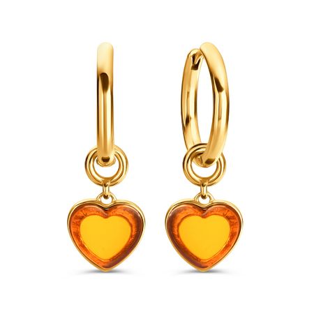 Серебряные серьги с янтарем и позолотой